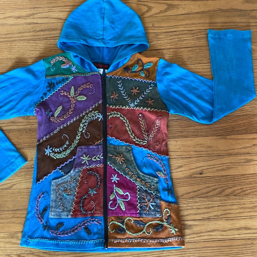 Colorful Nepalese cotton zip up hoodie